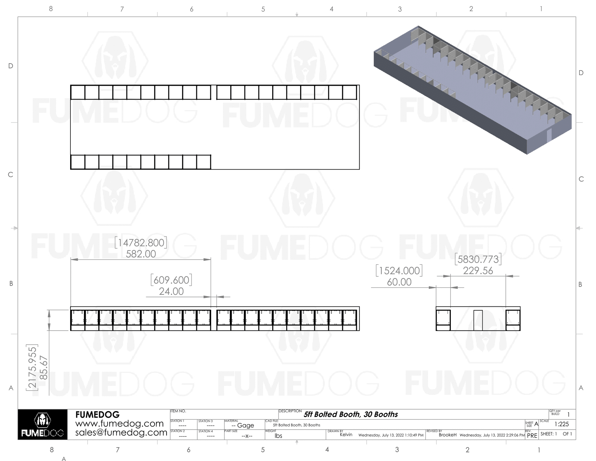 Fume Dog - 30 Welding Booth Package Image Dimensions